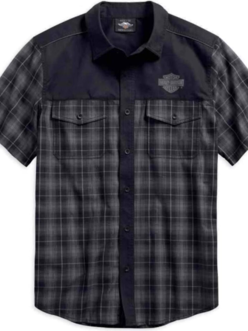Harley-Davidson Men's Contrast Yoke Plaid Short Sleeve Shirt 96594-19VM Size 2XL